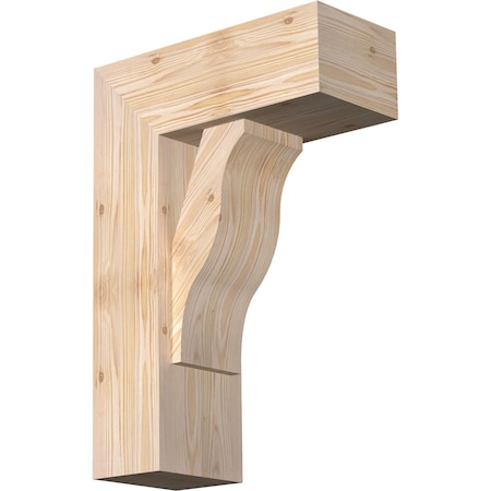 Ekena Millwork Funston Block Smooth Bracket w/ Offset Brace, Douglas Fir, 7 1/2"W x 18"D x 26"H BKT0806X18X26FST05SDF